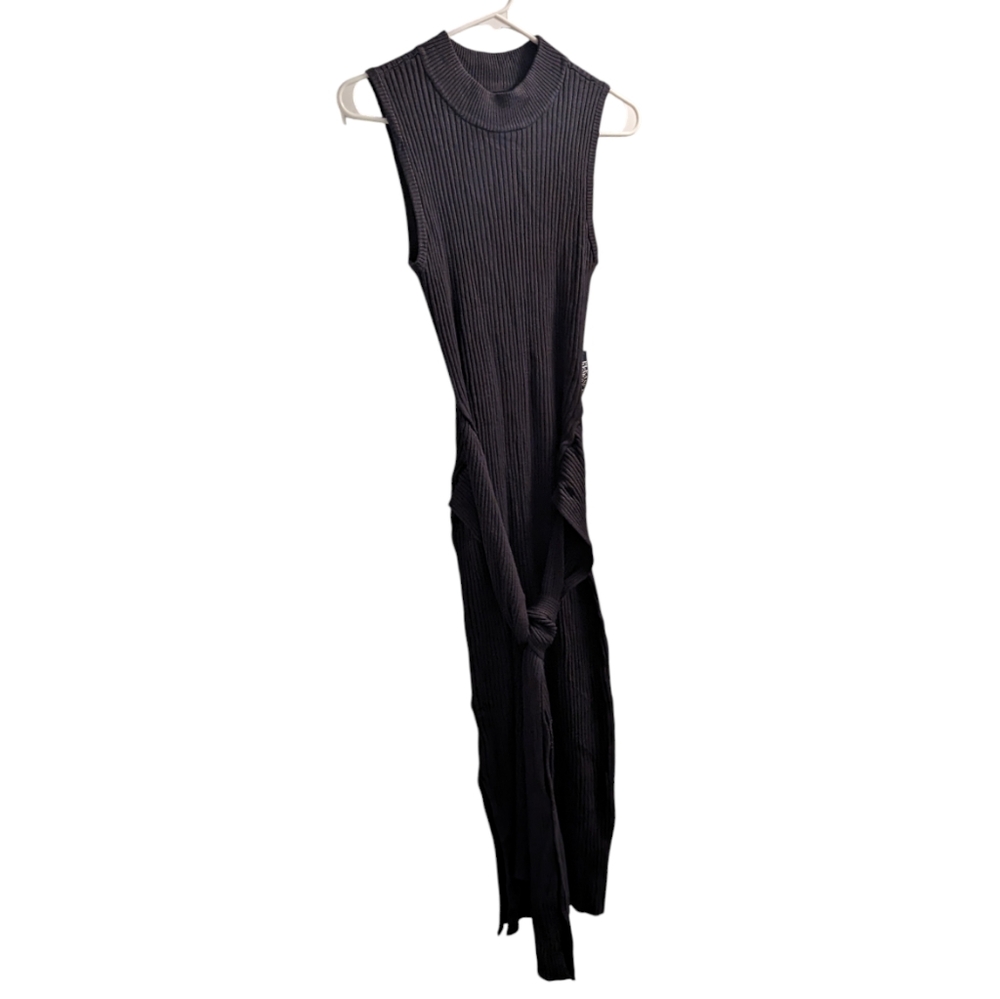 🆕 New York & Co Black Ribbed Midi Dress L